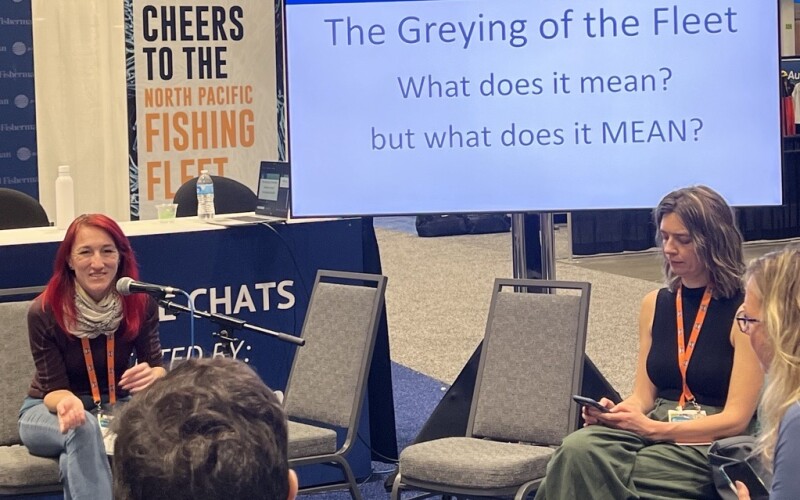 Trish Whetstone of the BC Young Fishermen's Network leads the roundtable discussion: Buoying of the Fleet: Engaging the Next Generation of Commercial Fishermen. Trish Whetstone of the BC Young Fishermen's Network leads the roundtable discussion: Buoying of the Fleet: Engaging the Next Generation of Commercial Fishermen.