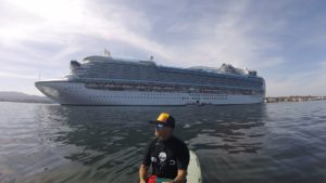 Brent Allen near a Monterey Bay cruise ship. Brent Allen photo.